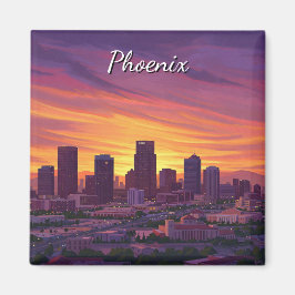 Sunset Phoenix Skyline Arizona Reizen Magneet