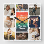 Sunset Photo Collage Mr and Mrs Custom Anniversary Vierkante Klok (Voorkant)