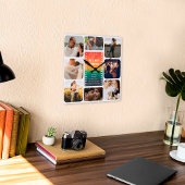 Sunset Photo Collage Mr en Mrs 1e Jubileum Vierkante Klok