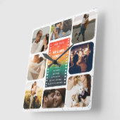 Sunset Photo Collage Mr en Mrs 1e Jubileum Vierkante Klok (Hoek)