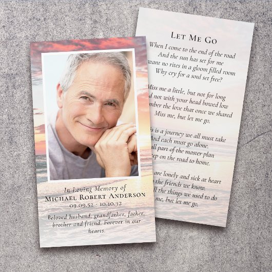 Sunset Photo Funeral Memorial Kaart