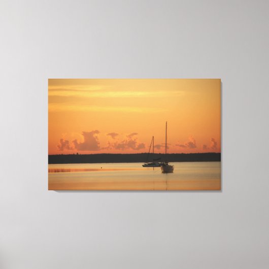 Sunset Photo Home Decor met boten Canvas Afdruk (Voorkant)