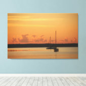 Sunset Photo Home Decor met boten Canvas Afdruk (Insitu (Houten vloer))