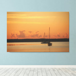 Sunset Photo Home Decor met boten Canvas Afdruk