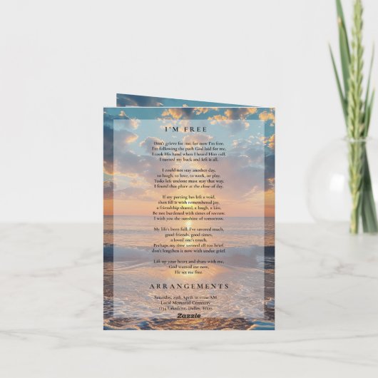 Sunset Photo Memorial Funeral Program Template Kaart (Achterkant)