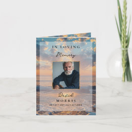 Sunset Photo Memorial Funeral Program Template Kaart
