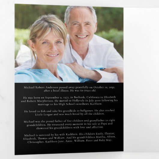 Sunset Photo Memorial Order of Service (6 pagina's Drieluik Uitnodiging (Binnenzijde eerst)