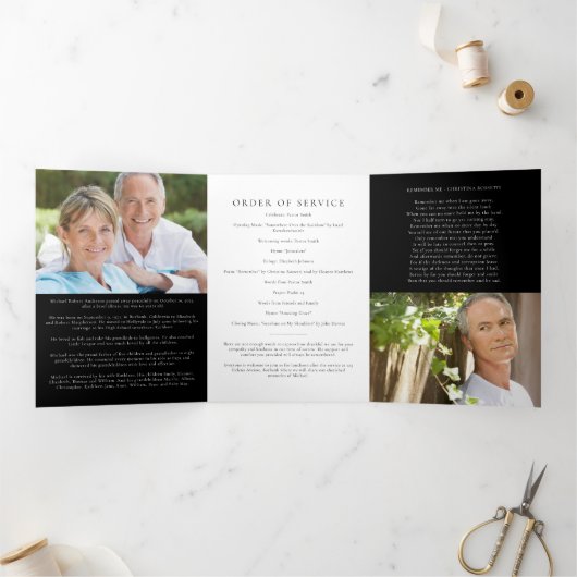 Sunset Photo Memorial Order of Service (6 pagina's Drieluik Uitnodiging (Binnen)