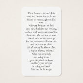 Sunset Photo Memorial Poem Kaart (Achterkant)