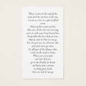 Sunset Photo Memorial Poem Kaart (Achterkant)