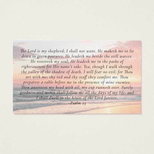 Sunset Photo Memorial Prayer Kaart (Achterkant)