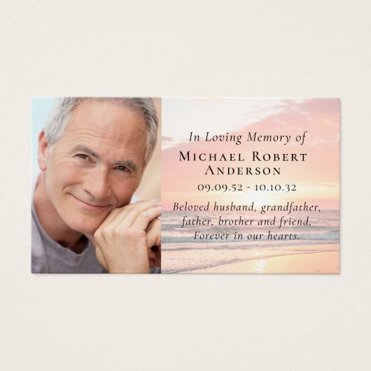 Sunset Photo Memorial Prayer Kaart (Voorkant)