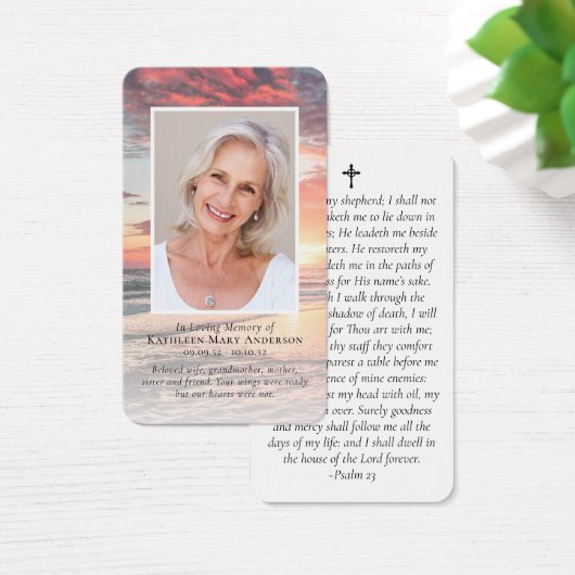 Sunset Photo Memorial Prayer Kaart (Bureau)