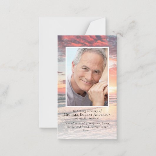 Sunset Photo Memorial Prayer Kaart met envelop Notitiekaartje (Voorkant)