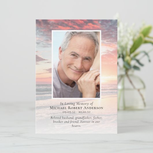 Sunset Photo Memorial Service Aankondiging (Staand voorkant)