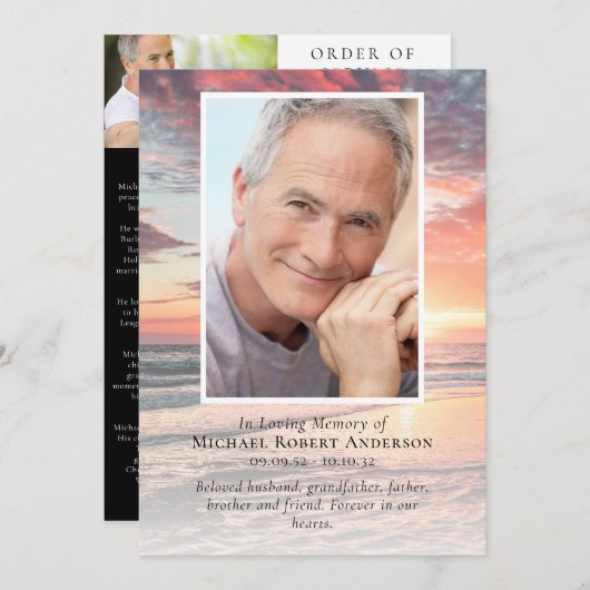 Sunset Photo Memorial Service Funeral Programmakaart (Voorkant / Achterkant)