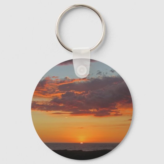 Sunset Photo Pacific Bright Oranje Sky Beach Sleutelhanger (Voorkant)