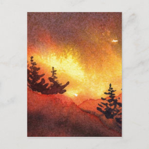 "Sunset Pines #5" Briefkaart voor landwegen