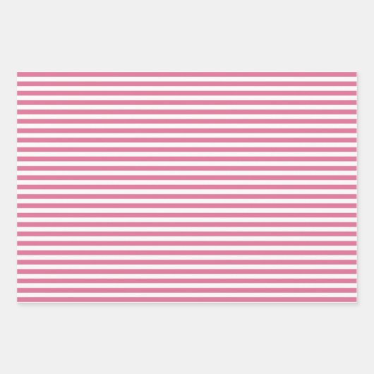Sunset Pink and Navy Blue Stripe Polka Dot Plain Inpakpapier Vel (Voorkant)