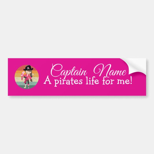 SUNSET Pink Girl Party Pirates Bumpersticker (Voorkant)