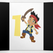 Sunset Pirate Boy 1st Birthday Drieluik Kaart (Binnenkant midden)