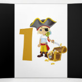 Sunset Pirate Boy 1st Birthday Tri-Fold Card Drieluik Kaart (Binnenkant midden)