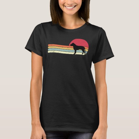 Sunset Pitbull Silhouet Retro Style Dog T-shirt (Voorkant)