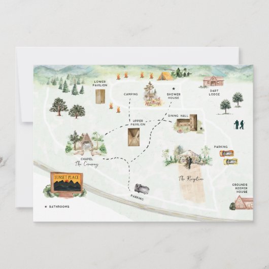 Sunset Place Campground | Uitnodiging reiskaart (Voorkant)
