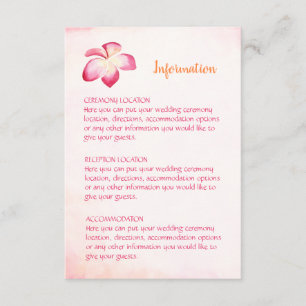Sunset Plumeria Bruiloft Informatie Kaarten