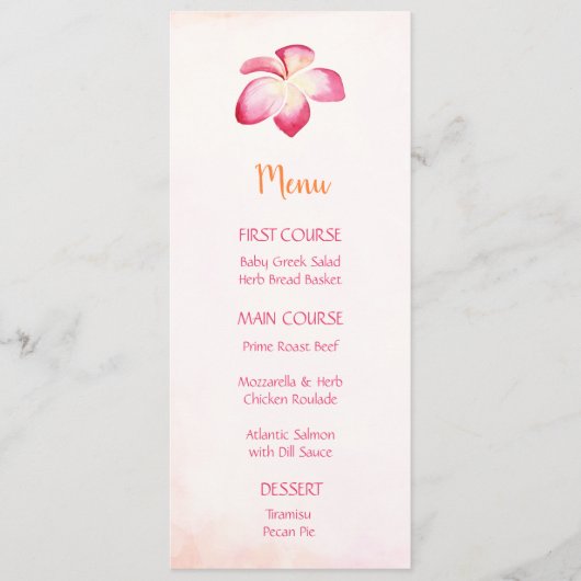 Sunset Plumeria Flower Waterverf menu's (Voorkant)