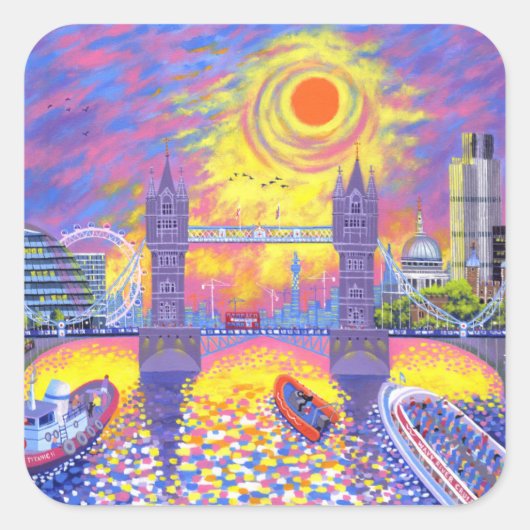 Sunset:pool van Londen 2013 Vierkante Sticker (Voorkant)