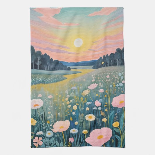 Sunset Poppies Theedoek (Verticaal)