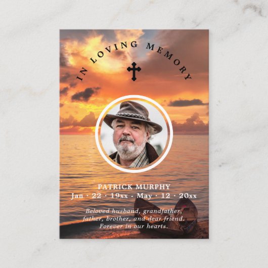 Sunset & Portrait Photo Memorial Gebed Dank u Visitekaartje (Voorkant)