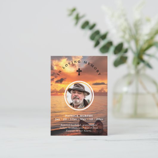 Sunset & Portrait Photo Memorial Gebed Dank u Visitekaartje (Staand voorkant)