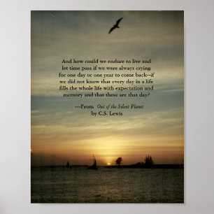 Sunset poster met C.S.Lewis citaat