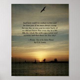 Sunset poster met C.S.Lewis citaat
