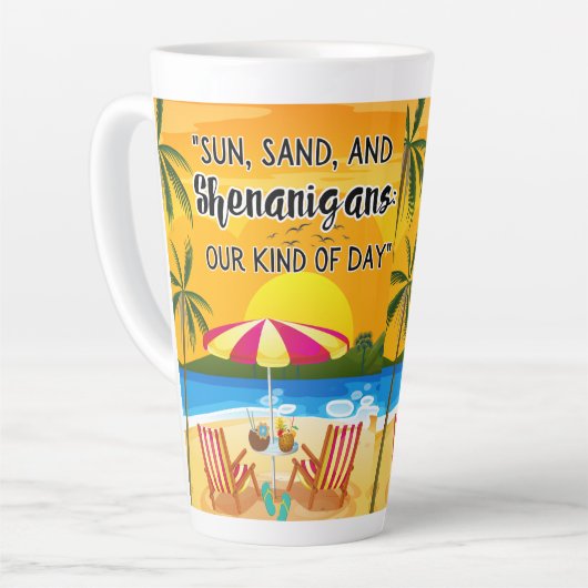 Sunset Quote op het strand Latte Mok (Linkerhoek)