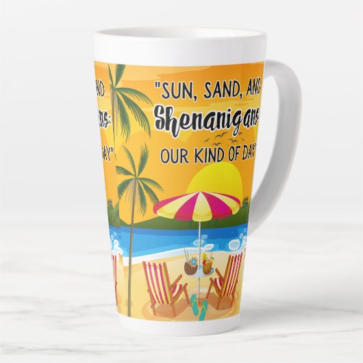Sunset Quote op het strand Latte Mok (Rechterhoek)