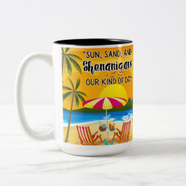 Sunset Quote op het strand Tweekleurige Koffiemok