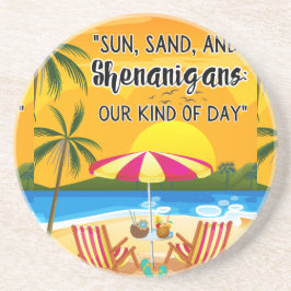 Sunset Quote op het strand Zandsteen Onderzetter