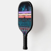 Sunset Racer Neon Stripes Retro Speed Pickleball Paddle (Links)