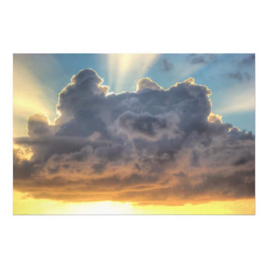 Sunset Rays of Light door Stormy Clouds Foto Afdruk (Voorkant)