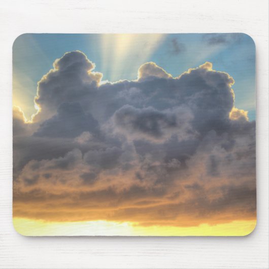 Sunset Rays of Light door Stormy Clouds Muismat (Voorkant)