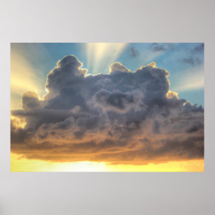 Sunset Rays of Light door Stormy Clouds Poster