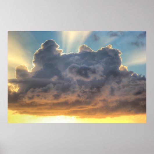 Sunset Rays of Light door Stormy Clouds Poster (Voorkant)