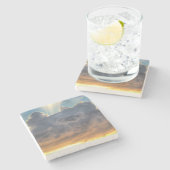 Sunset Rays of Light door Stormy Clouds Stenen Onderzetter (Zijkant)