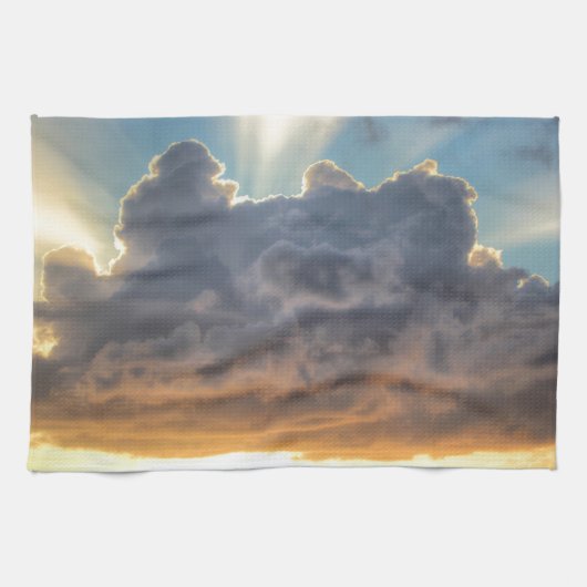 Sunset Rays of Light door Stormy Clouds Theedoek (Horizontaal)