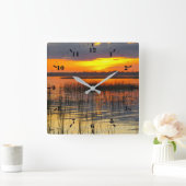 Sunset reflectie vierkante klok (Huis)