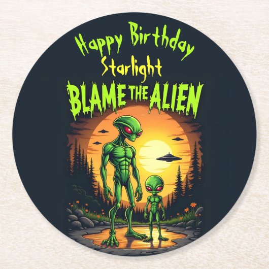 Sunset Reflection belicht buitenaards mysterie Ronde Kartonnen Onderzetter (Voorkant)