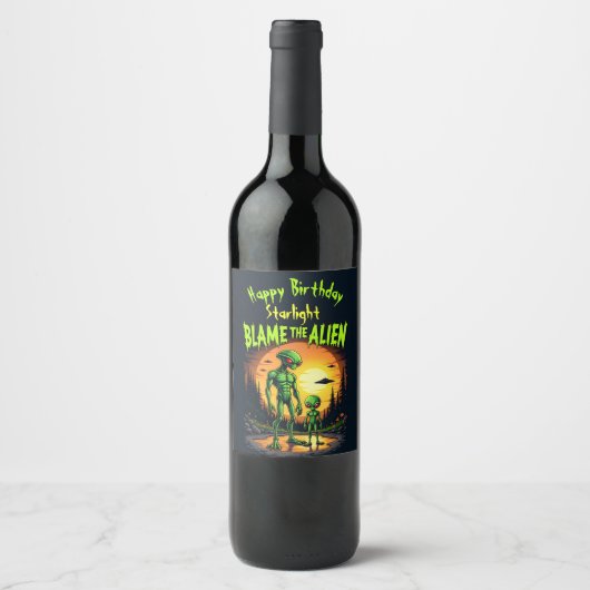 Sunset Reflection belicht buitenaards mysterie Wijn Etiket (Voorkant)